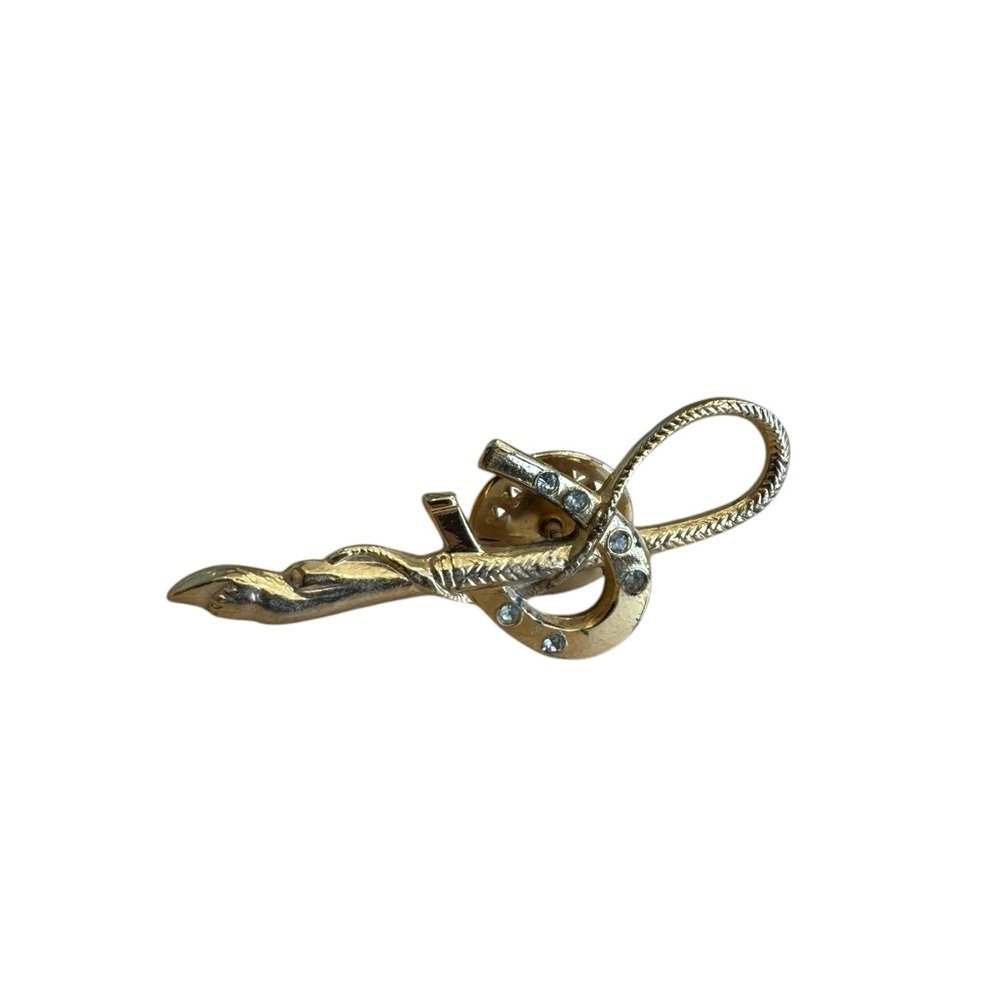 Celine Vintage Horseshoe Brooch with Rhinestones